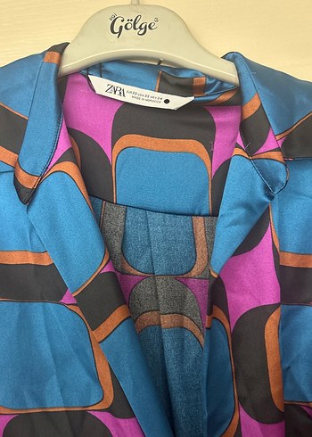 Zara Geometrik Desenli Renkli Blazer Ceket