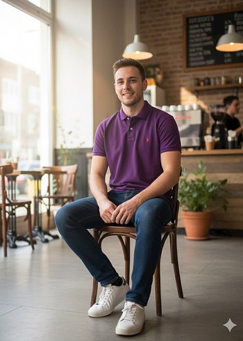 Mor Kısa Kollu Polo Tişört - Görsel 2