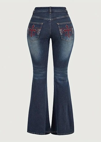 Diğer Y2k Hacli Denim Flare Jean