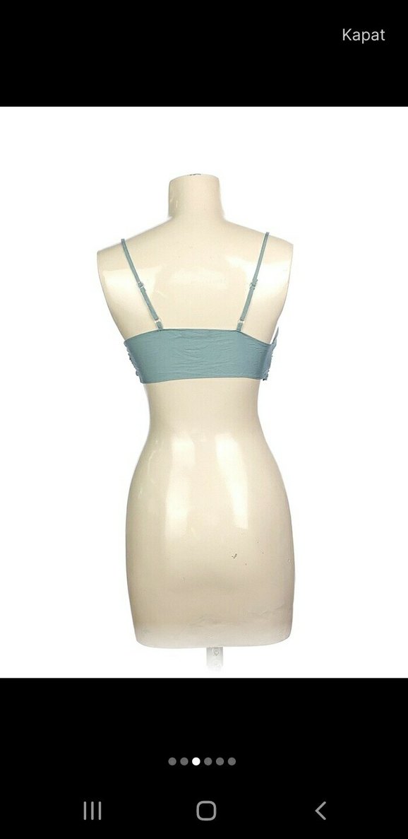 Mavi İnce Askılı Crop Top - Görsel 3