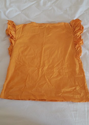 Kısa Kollu Turuncu Fırfırlı Kadın Tişört - Görsel 5