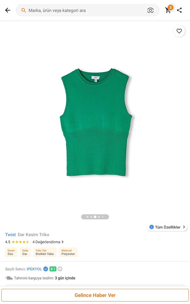 Yeşil Kolsuz Bluz - Görsel 2