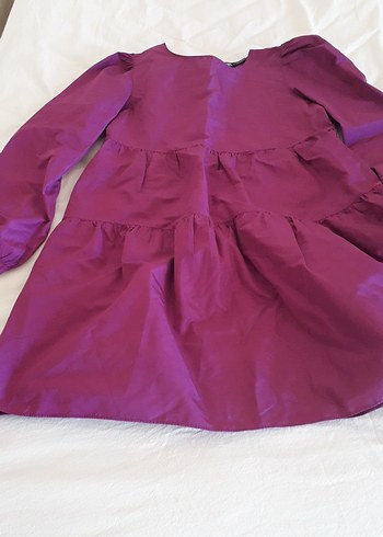 Mor Parlak Renkli Uzun Kollu Elbise - Görsel 2