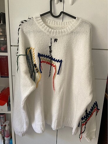 beyaz oversize kazak