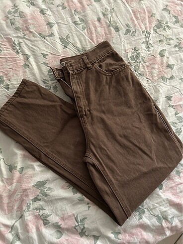 pullandbear kahverengi mom jean
