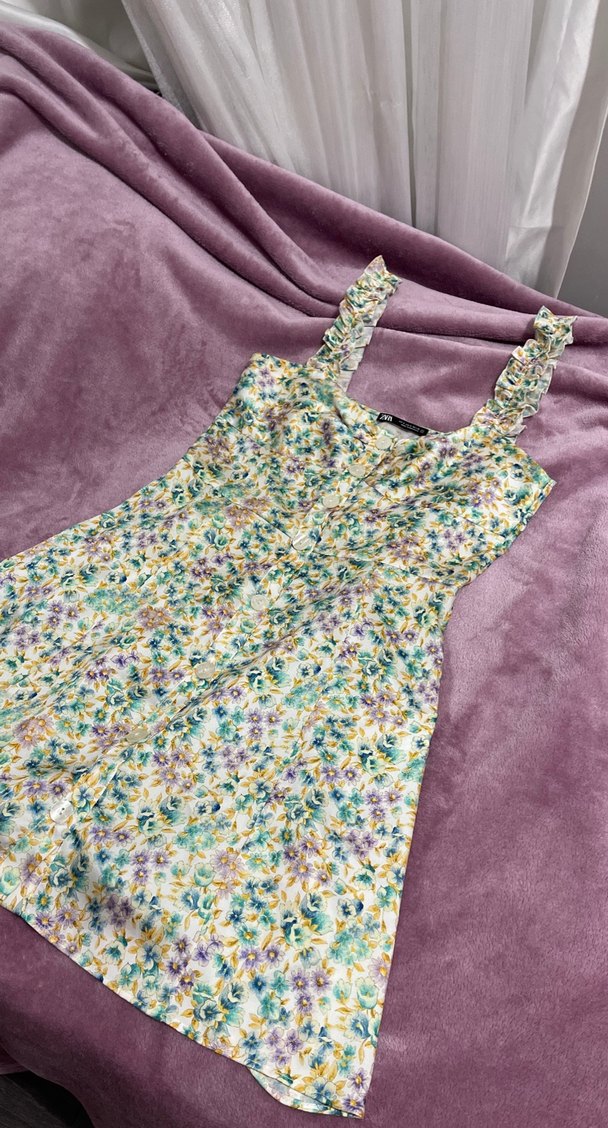 Çiçekli Fırfırlı Yazlık mini elbise — görsel 5/8