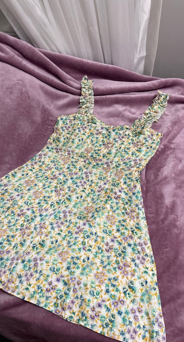 Çiçekli Fırfırlı Yazlık mini elbise — görsel 6/8