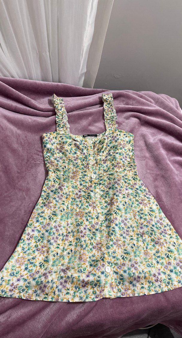 Çiçekli Fırfırlı Yazlık mini elbise — görsel 3/8