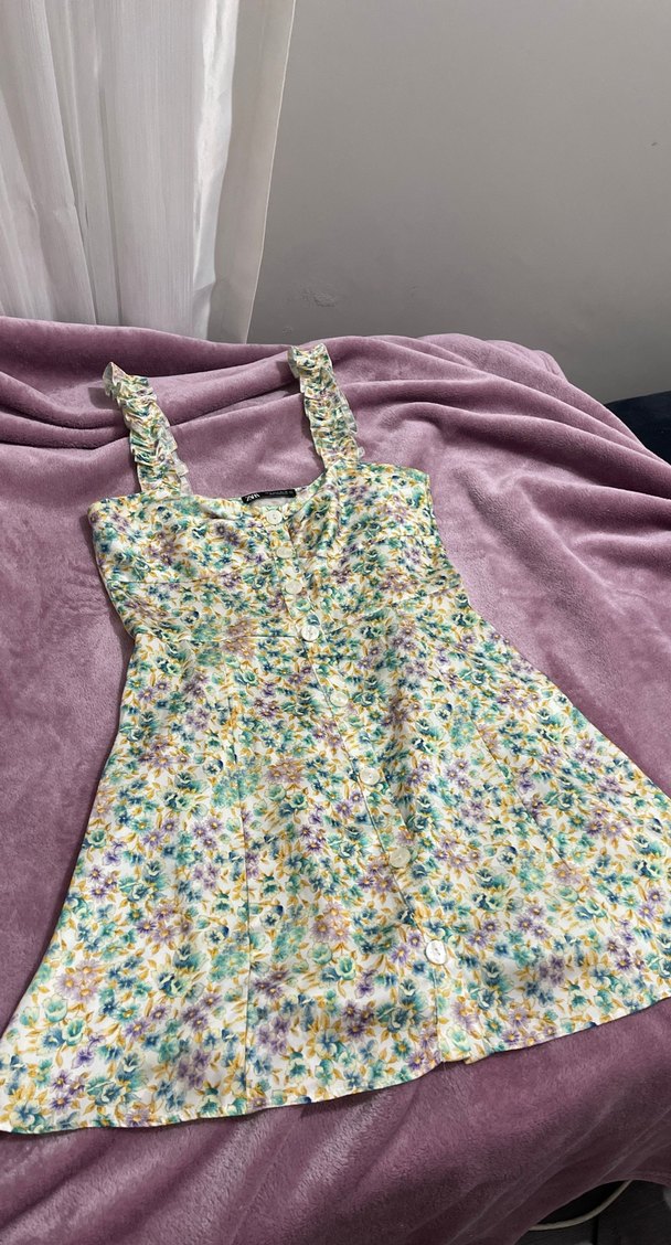 Çiçekli Fırfırlı Yazlık mini elbise — görsel 2/8