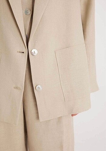38 Beden camel Renk Manuka Keten Blazer Ceket