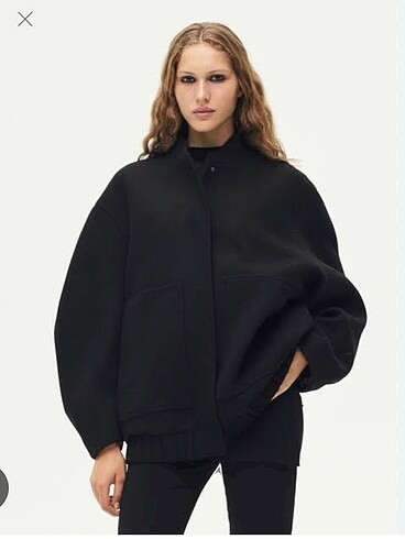 m Beden siyah Renk Zara yün bomber