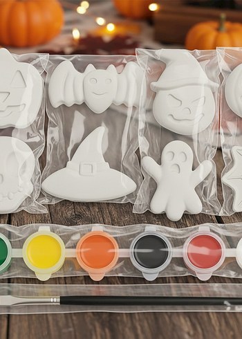 Renkli Boyanabilir Cadılar Bayramı Figür Seti - Görsel 2