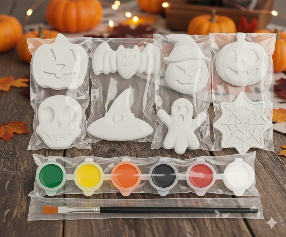 Renkli Boyanabilir Cadılar Bayramı Figür Seti - Görsel 2