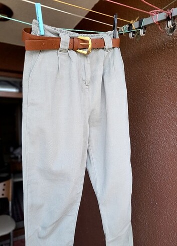 Kemerli gabardin pantolon