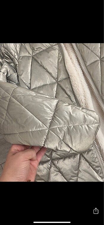 11-12 Yaş Beden Zara Su ve rüzgar geçirmez Metalik Kaban