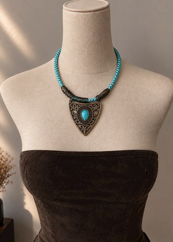 Vintage Love Vintage Bohem Ruhlu Pirinc Kolye