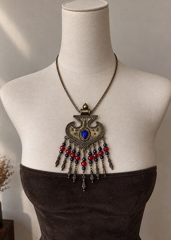 Vintage Love Pirinc Dogal Tasli Vintage Kolye