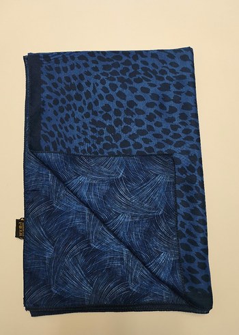 Çift taraflı Lacivert Desenli Kadın Şal - Görsel 2