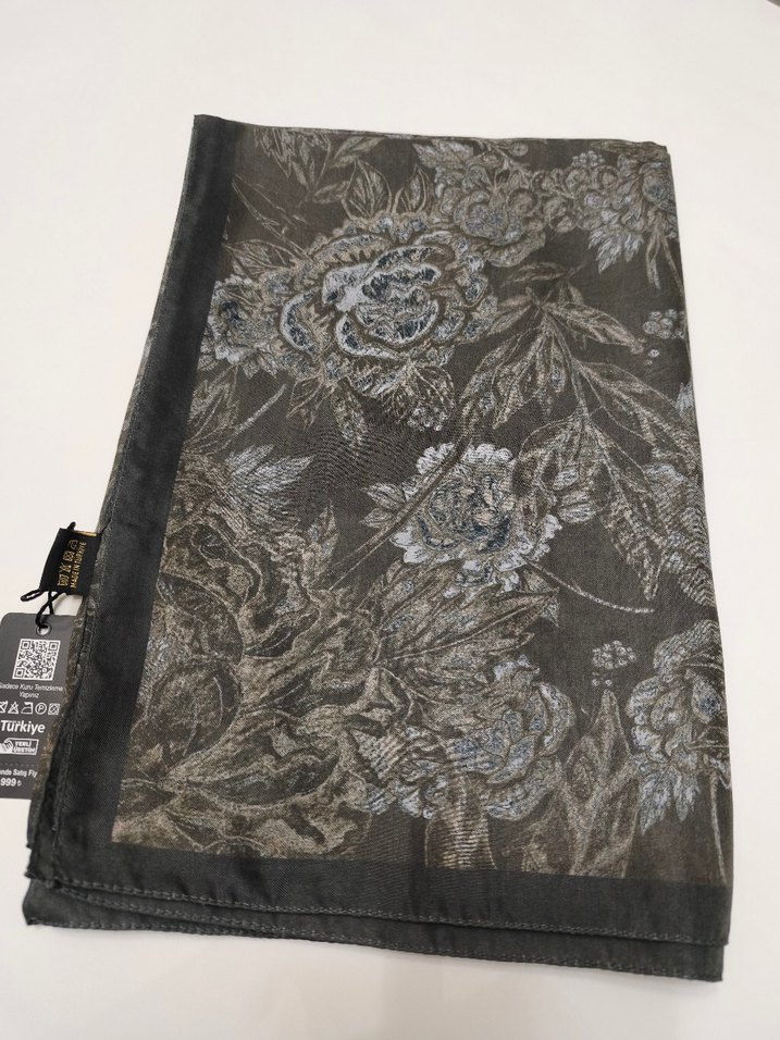 Haki çift taraflı Vintage Kadın Şal - Görsel 2