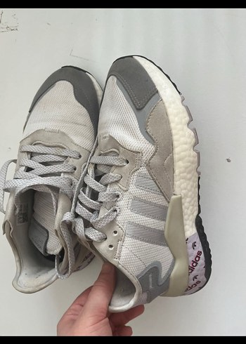 Gri Beyaz Bağcıklı Platform Spor Ayakkabı - Görsel 2