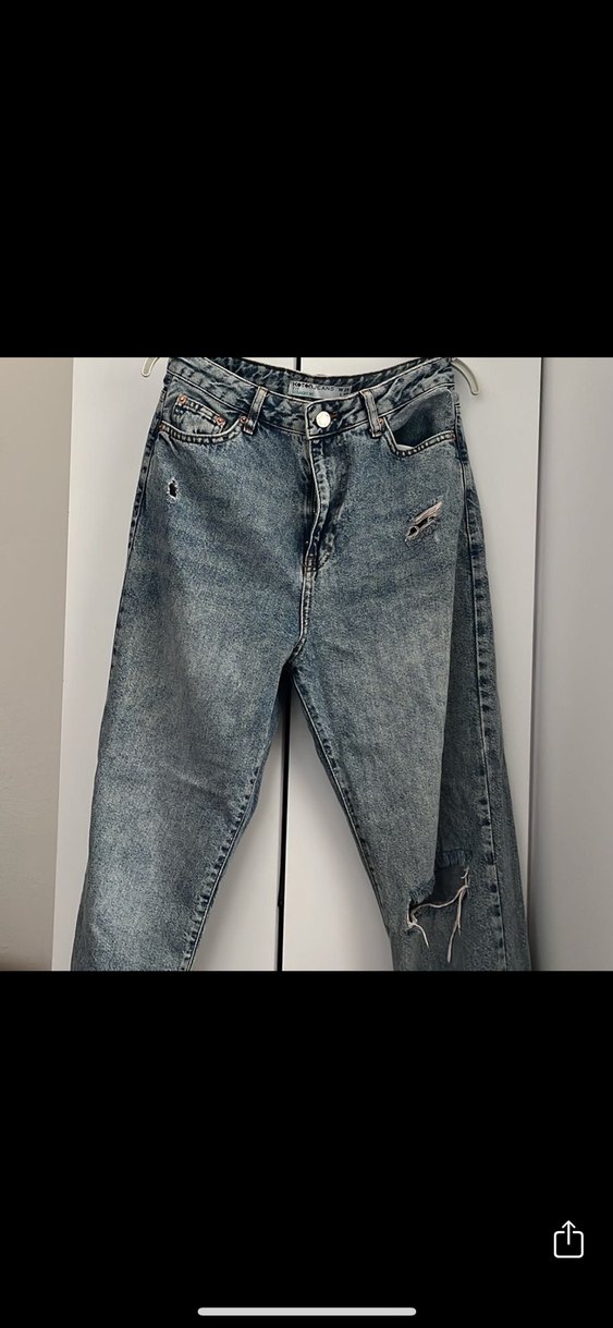 Kadın Gri Mavi Bol Kesim Midi Boy Kot Pantolon - Görsel 2