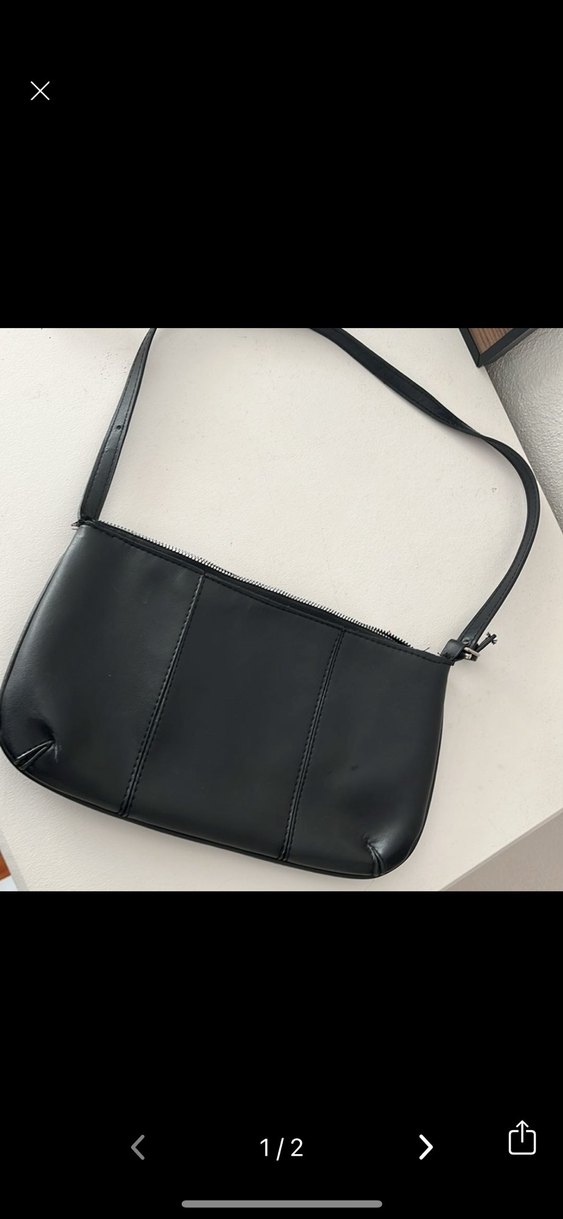 Siyah Deri Kadın Omuz Çantası - Görsel 2