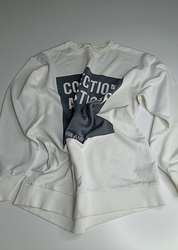 Zara Ekru Bisiklet Yaka Rahat Sweatshirt