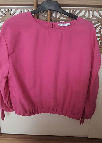Pembe Drapeli Uzun Kollu Kadın Bluz