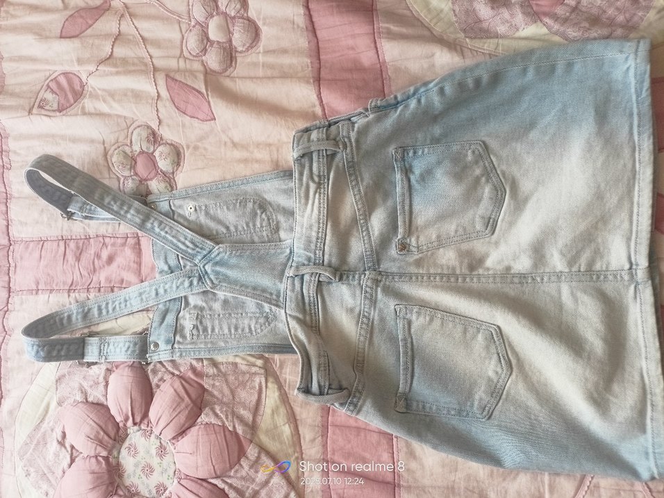 Mavi Kot Kısa Salopet - Görsel 2