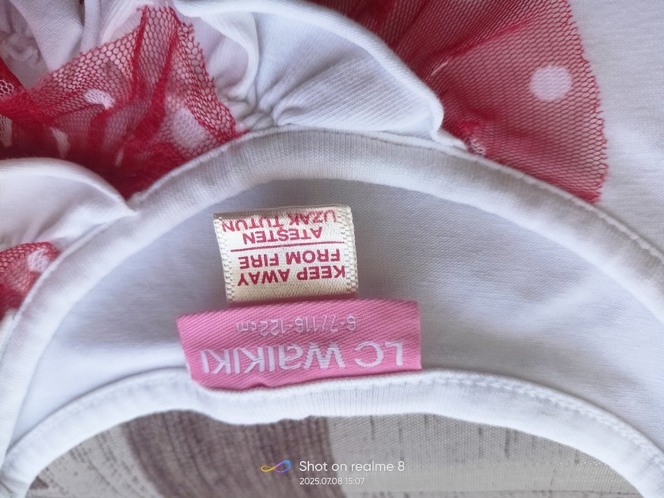 Kız Çocuk Kırmızı Fırfırlı Elbise - Görsel 2