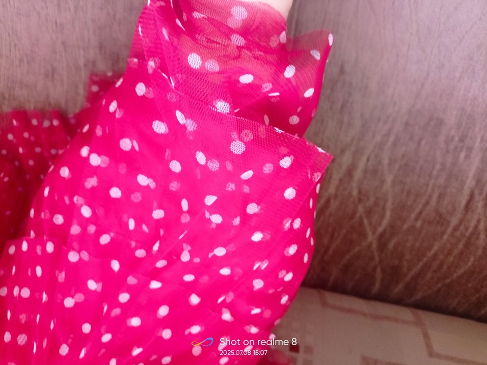 Kız Çocuk Kırmızı Fırfırlı Elbise - Görsel 4