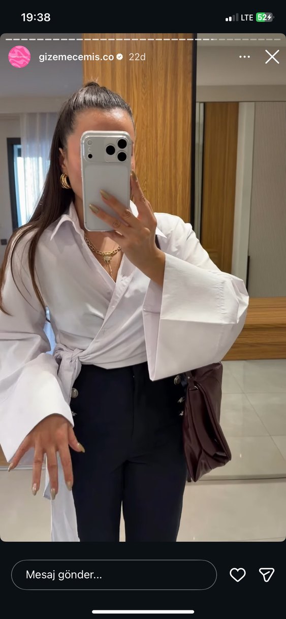 Düğmeli Beyaz İspanyol  Gömlek - Görsel 4