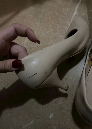 Bej Rugan Stiletto Topuklu Kadın Ayakkabı - Görsel 2