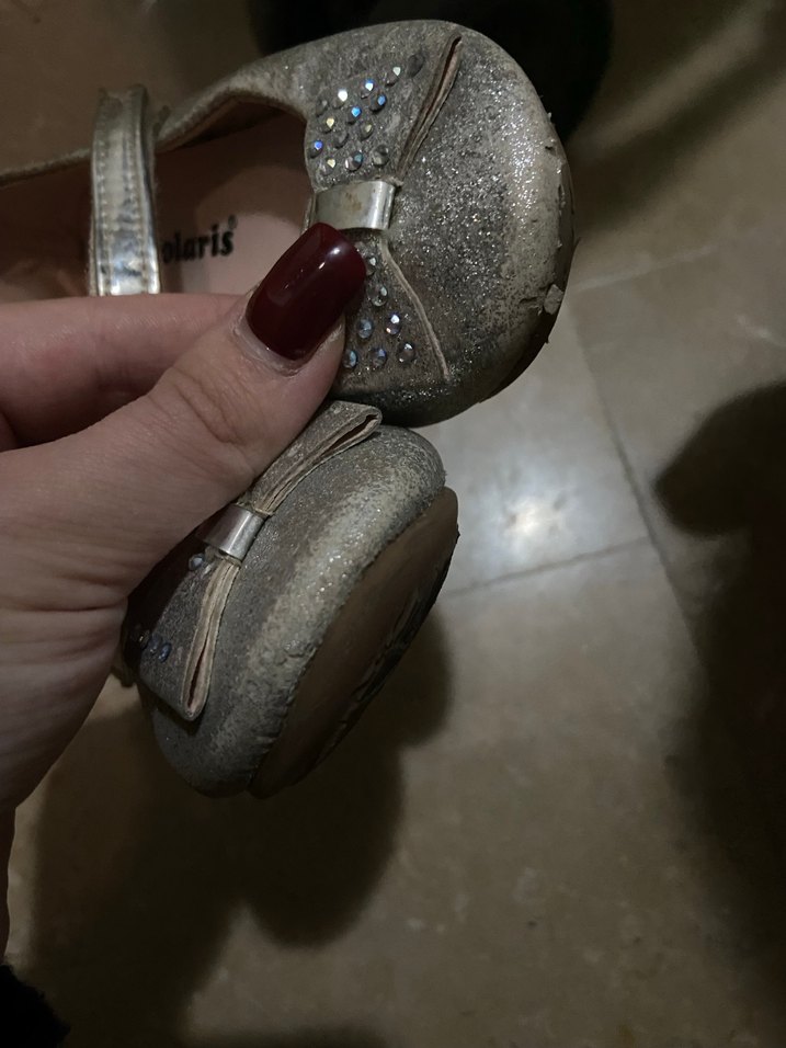 Kız Çocuk Gri Tokalı Babet Ayakkabı - Görsel 3