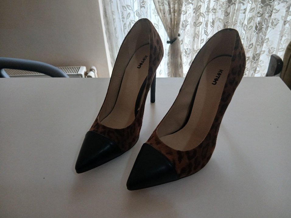 Kahverengi Leopar Desenli Süet Stiletto - Görsel 2