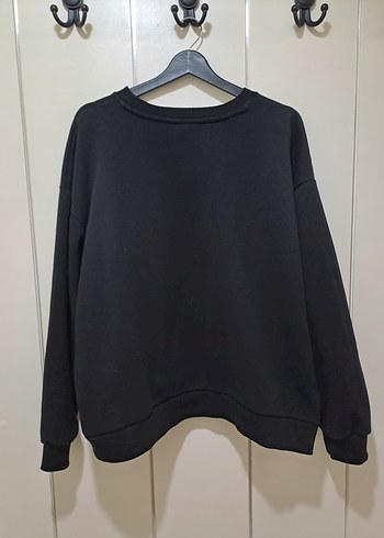 Oversize Bisiklet Yaka Baskılı Kalın Sweatshirt - Görsel 3