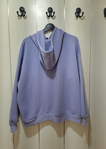 Lila Kapüşonlu Kadın Sweatshirt - Görsel 4