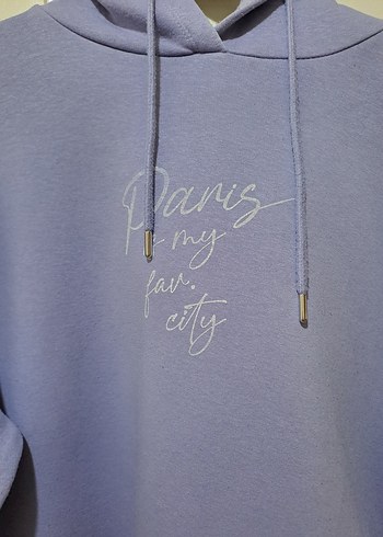 Lila Kapüşonlu Kadın Sweatshirt - Görsel 2