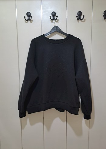 Siyah  Baskılı Rahat Sweatshirt - Görsel 2