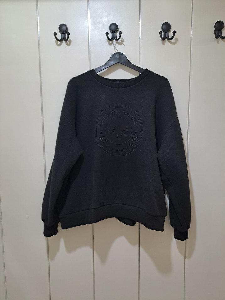 Siyah  Baskılı Rahat Sweatshirt - Görsel 2