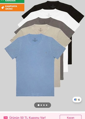 5 Li %100 Pamuk Erkek Regular Fit Kısa Kollu Basic Tişört - Görsel 5