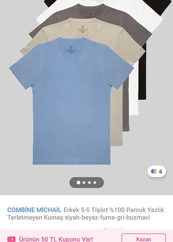 5 Li %100 Pamuk Erkek Regular Fit Kısa Kollu Basic Tişört - Görsel 2