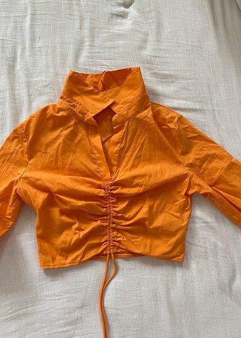 Bershka Turuncu Drapeli Gömlek