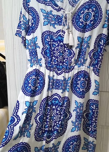 Bohem Mavi Baskılı Uzun Tunik - Görsel 4