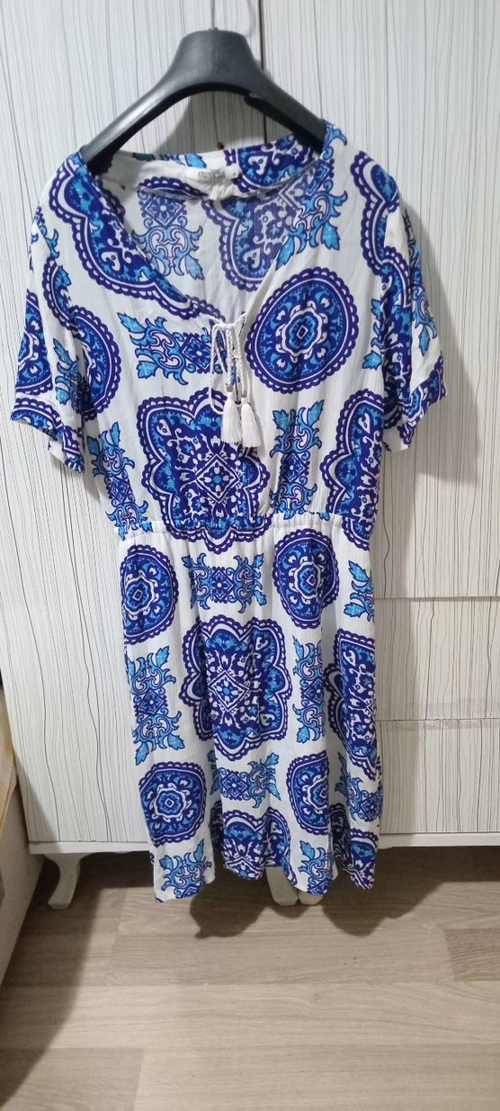 Bohem Mavi Baskılı Uzun Tunik - Görsel 3