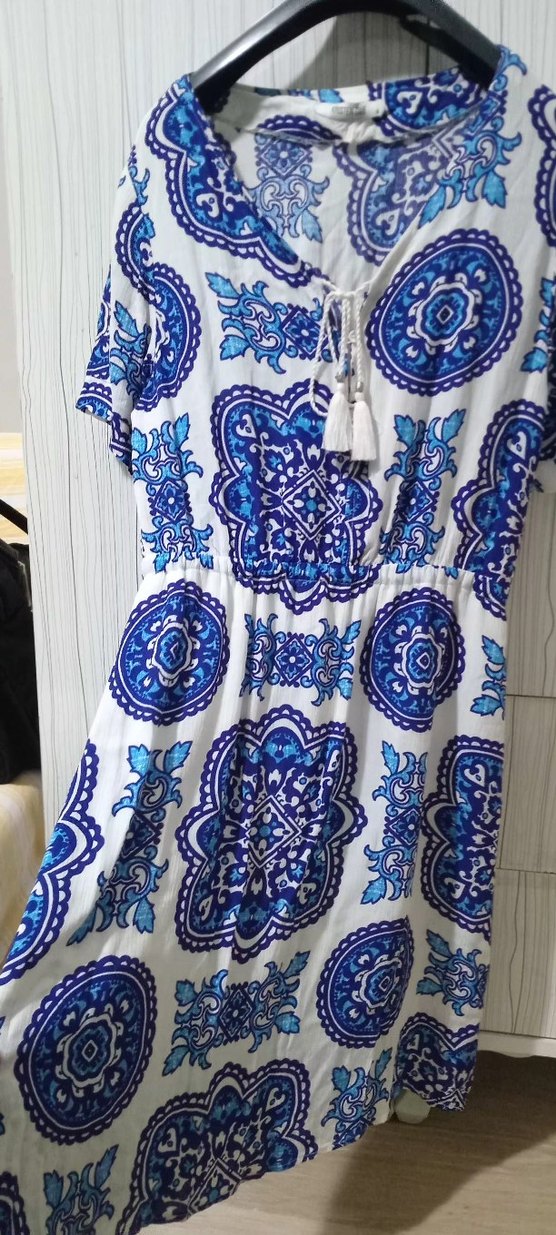 Bohem Mavi Baskılı Uzun Tunik - Görsel 4