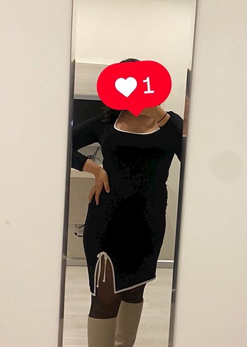 Zara Siyah Genis Yaka Biyeli Elbise