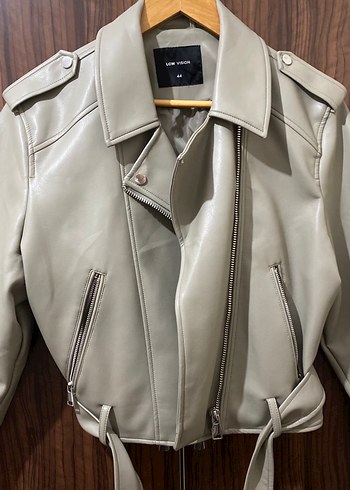 LC Waikiki Bej Deri Biker Ceket