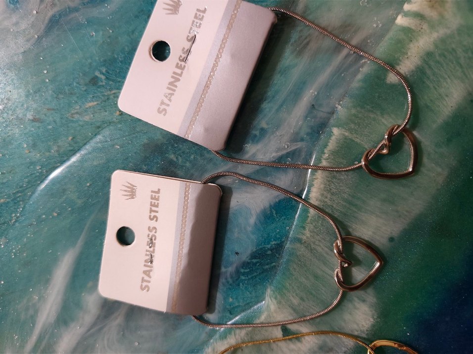 Altın ve gümüş Renk Zincirli Kalp Kolye - Görsel 3