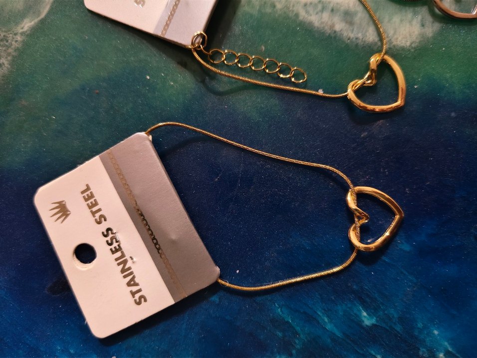 Altın ve gümüş Renk Zincirli Kalp Kolye - Görsel 2